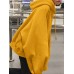 Women Puff Sleeve Loose Hooded Collar Solid Color Casual Sweatshirt