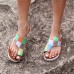 Women Casual Comfy Summer Vacation Colorblock Thumb Slippers