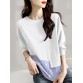 Stripe Stitch Hem Long Sleeve Crew Neck Casual Sweatshirt