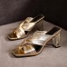 Women Comfy Gold   Silver Clear Heeled Slippers