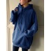 Women Loose Pocket Raglan Solid Color Long Sleeve Casual Hooded Sweatshirt