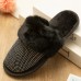 Women’s Large Size Solid Color Rhinestone House Furry Slippers