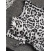 Women Leopard Print Tie Front High Neck Hot High Waist Bikini